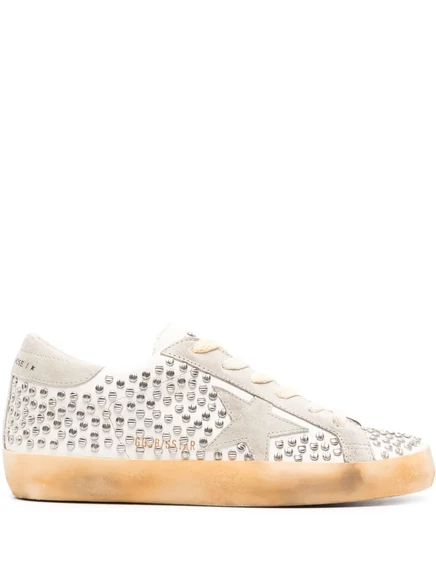 Женские кеды Golden Goose Super Star стразами, нейтральные