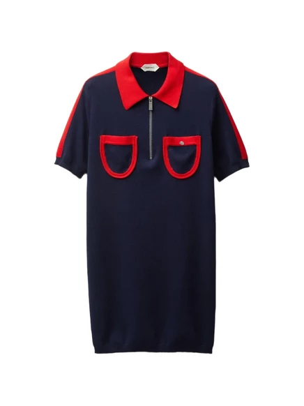 Женское платье Versace polo с молнией, синее