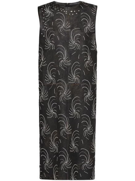 Кожаное платье миди от Prada black