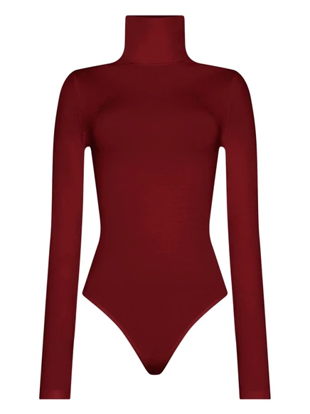 Женское боди Wolford с высоким воротником, бордовое