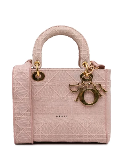Двусторонняя сумка Lady D-Lite от Christian Dior, бывшая в употреблении в продаже в 2020 году. pink