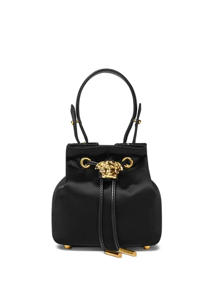 Атласная сумка-футляр Versace mini La Medusa из атласа black