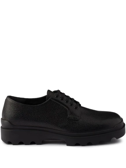 Мужские дерби Prada из зернистой кожи, черные