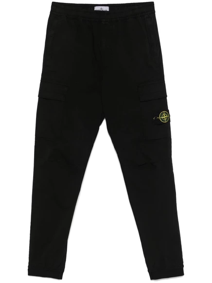 Мужские карго-брюки Stone Island с нашивкой Compass, черные