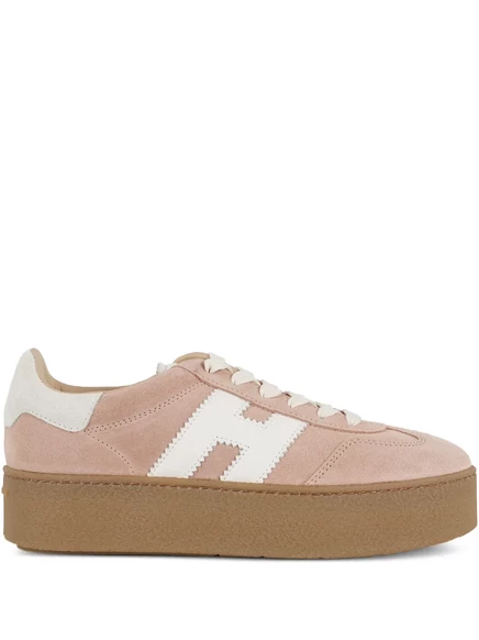 Женские кроссовки Hogan H681 из замши на платформе, розовые