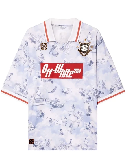 Мужская футболка Off-White Fresco с V-образным вырезом, сиреневая