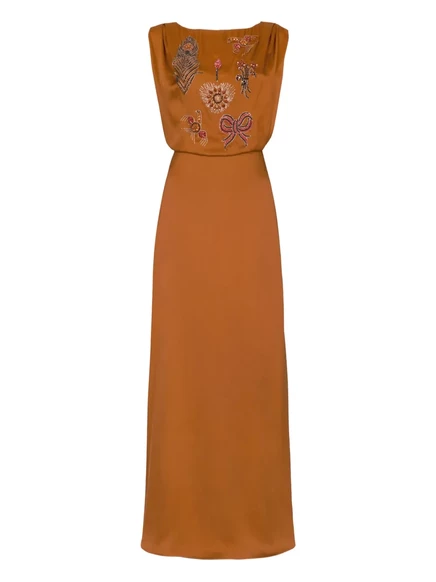 Макси-платье Temperley London Adalina, расшитое бисером orange