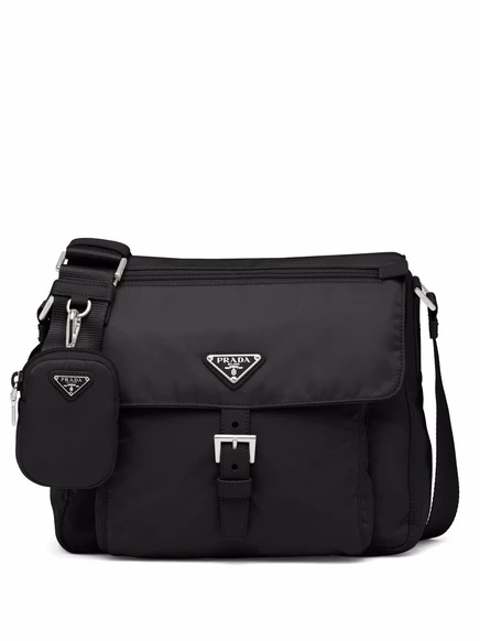 Сумка через плечо с треугольным логотипом Prada Re-Nylon-бляшка black