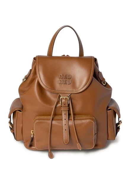 Кожаный рюкзак Miu Miu brown