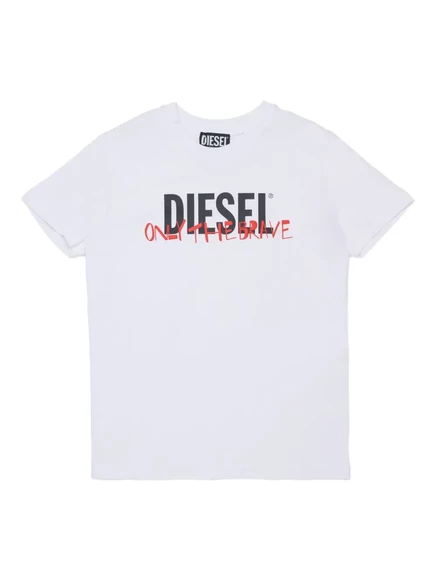 Мальчиковая футболка Diesel с логотипом, белая