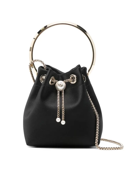 Женская сумка-клатч Jimmy Choo Bon Bon с кольцевой ручкой, черная