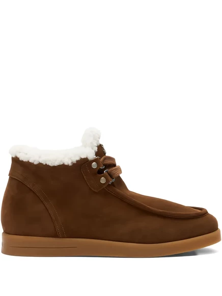 Ботинки на шнуровке с отделкой из овечьей шерсти Casadei Dami Passage brown