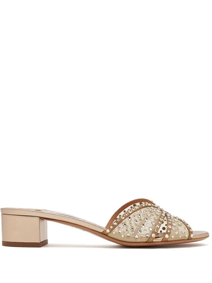 Кожаные мулы Aquazzura gold