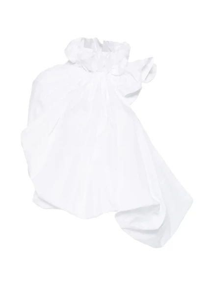 Блузка с оборками Comme Des Garçons белого цвета