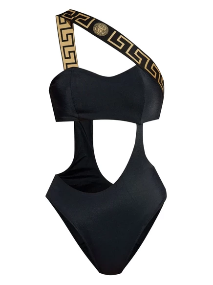 Женский слитный купальник Versace с вырезами, черный