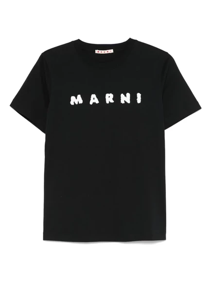 Футболка с пушистым логотипом Marni black