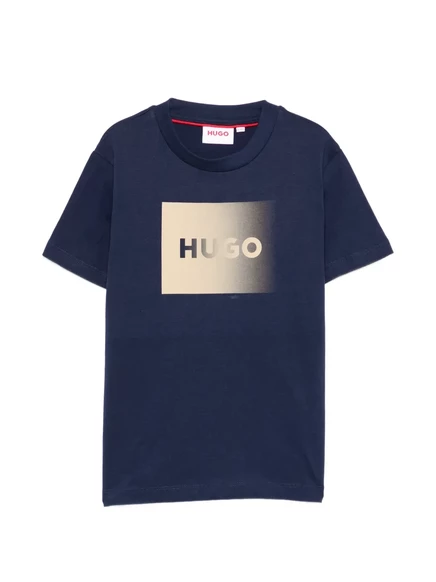 Футболка для мальчиков HUGO Kids с логотипом, синяя