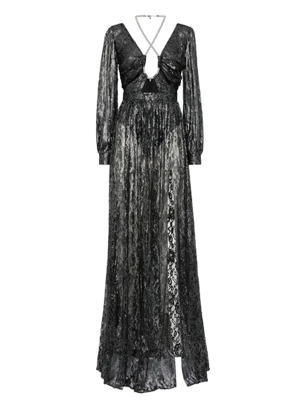 Макси-платье из хрустального кружева Philipp Plein black