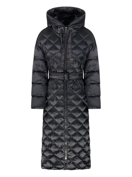 Женское стеганое пальто Max Mara с поясом, серое