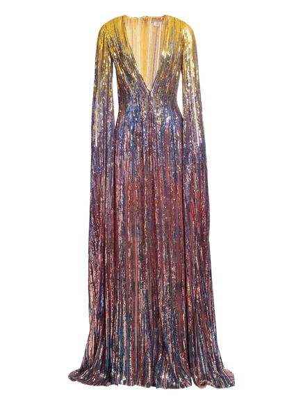 Женское платье Elie Saab макси с пайетками, синее