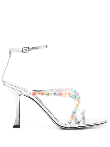 Женские босоножки Jimmy Choo Blanche 100 мм, серебристые