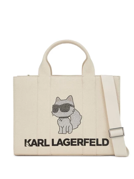 Женская сумка-тоут Karl Lagerfeld, бежевая, с кристаллами