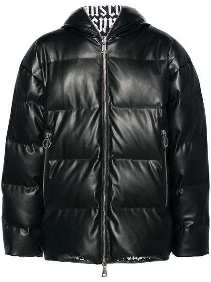 Мужской пуховик Versace Jeans Couture, экокожа, чёрный