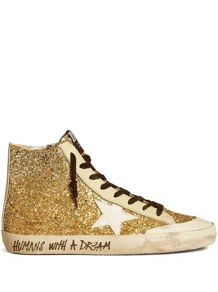 Женские высокие кожаные кеды Golden Goose Francy Penstar, золотистые