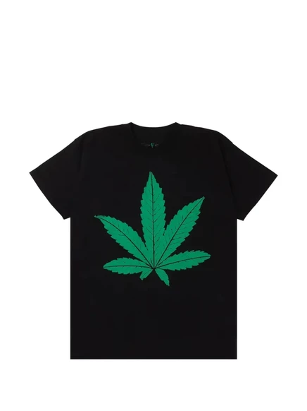Мужская футболка VLONE с принтом листьев, черная
