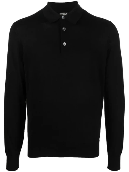 Мужское поло Zegna из кашемира и шелка, черное