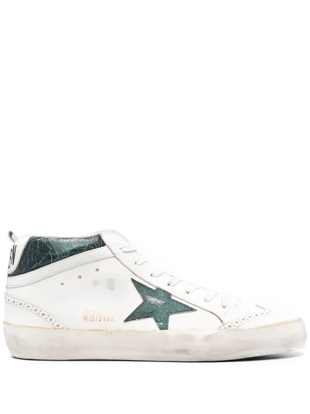 Кроссовки Golden Goose Mid Star с эффектом потрескавшейся кожи neutrals