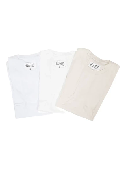 Мужская футболка Maison Margiela, набор из 3 шт., молочно-белая