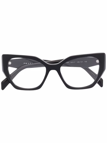 Очки в оправе с тиснением в виде кошачьего глаза от Prada Eyewear black