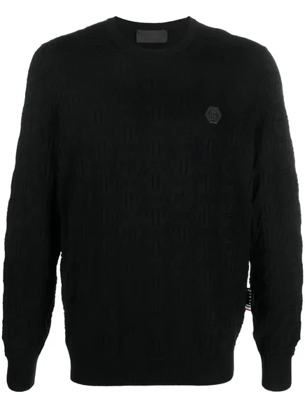 Джемпер с круглым вырезом и нашивкой с логотипом Philipp Plein black