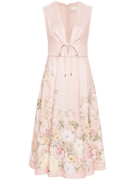 Женское миди-платье Zimmermann Waverly из льна, розовое