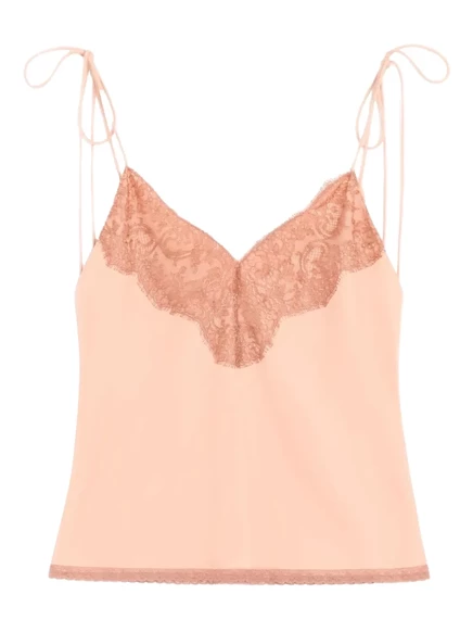 Кружевной крепдешиновый топ Valentino Garavani pink