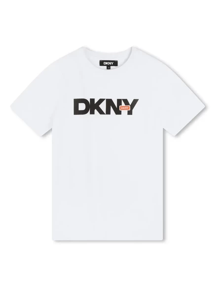 Хлопковая футболка с логотипом Dkny Kids white