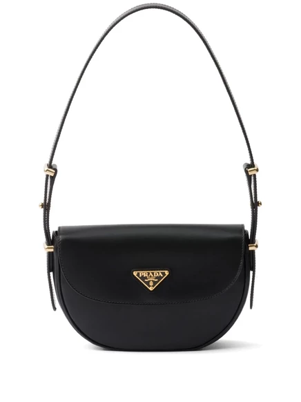 Кожаная сумка через плечо Prada Arqué black