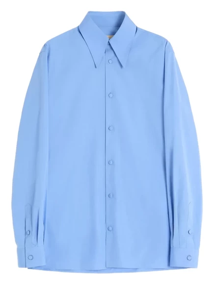 Хлопчатобумажная рубашка с остроконечным воротником от Valentino Garavani blue