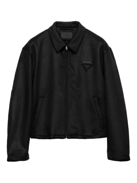 Куртка на молнии спереди с логотипом Prada black