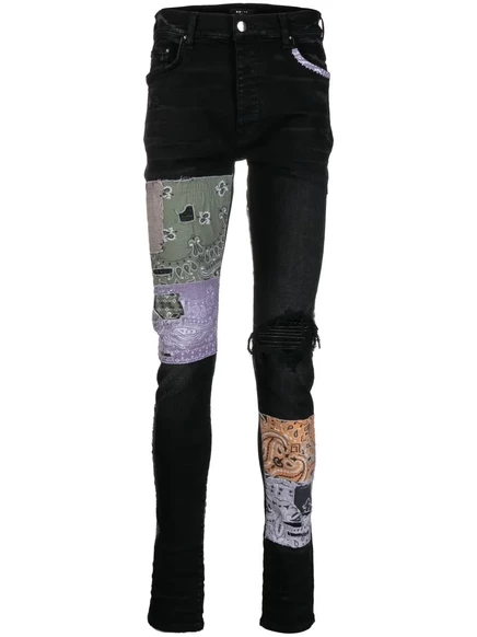 Мужские узкие джинсы Amiri Bandana Art, черные