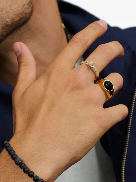 Мужское кольцо Nialaya Jewelry с кристаллами, золотистое