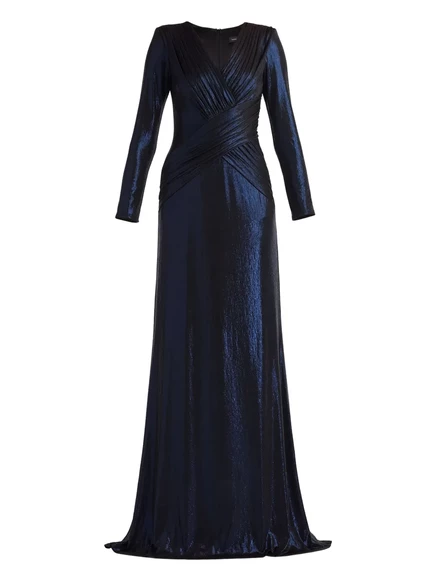 Женское платье Tadashi Shoji макси с V-вырезом, синее