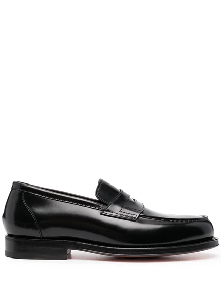 Мужские кожаные лоферы Santoni без шнуров, черные