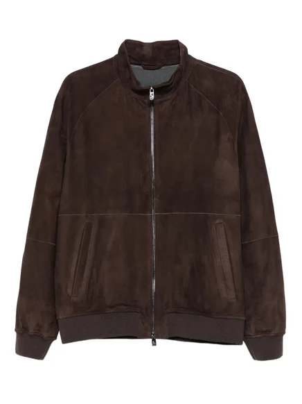 Мужская замшевая куртка Corneliani на молнии, коричневая