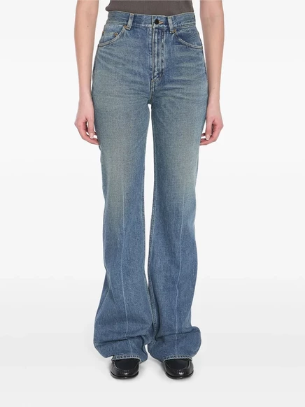 Женские джинсы Saint Laurent 70s широкого кроя, голубые
