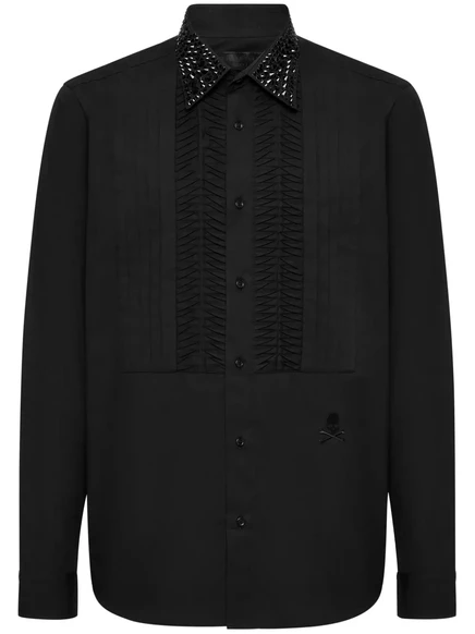 Мужская рубашка Philipp Plein со стразами, черная