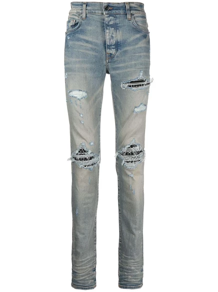 Рваные джинсы-скинни AMIRI MX1 blue