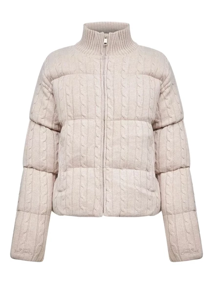 Стеганое пальто из кабельной вязки MC2 Saint Barth neutrals