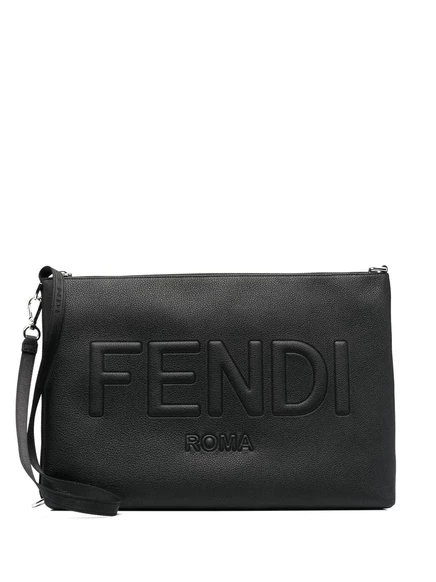 Мужской клатч Fendi с тиснением логотипа, черный
